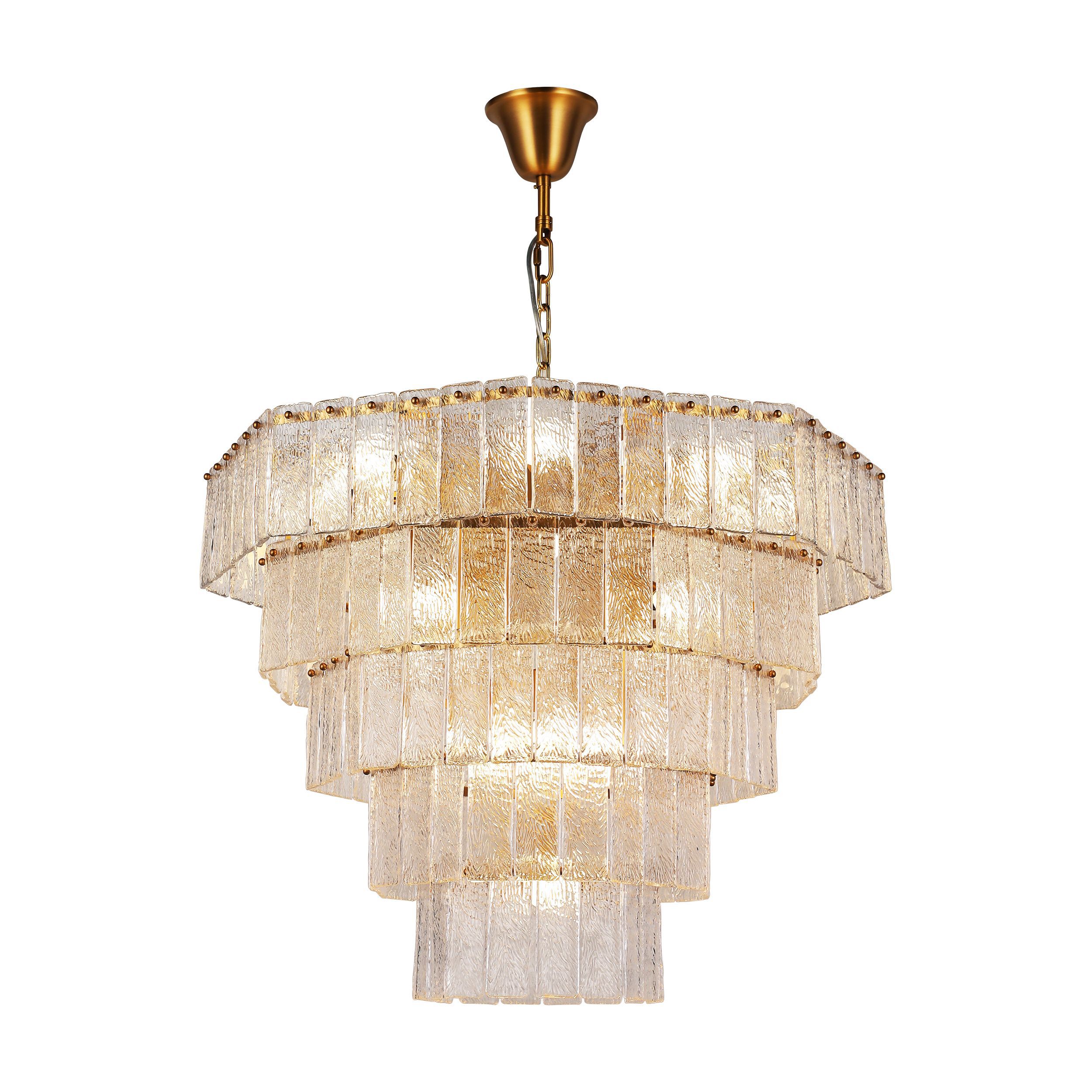 Elegant Illumination: Experience the Octagonal Glacier Glass Chandelier's Timeless Charm